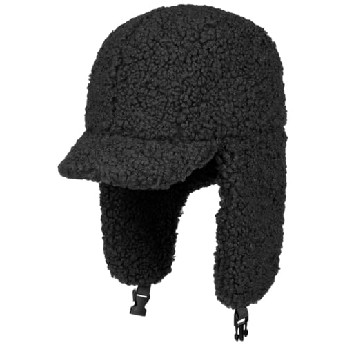 Seeberger Teddy Fur Fliegermütze Damenmütze Wintermütze Kunstfellmütze (M (56-57 cm) - schwarz)