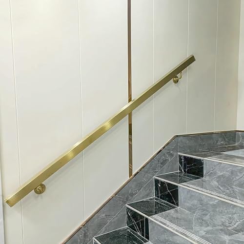 AviiSo Handlauf für Treppen Haltegriff aus Metall aus Schmiedeeisen - Komplettset, 1m - 7m Treppenhandläufe zur Wandmontage für Außentreppen Deck Loft Veranda (Color : Gold, Size : 9ft/280cm)