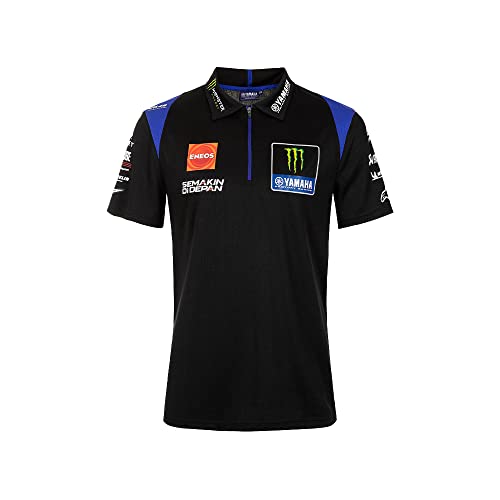 Valentino Rossi VR 46 Herren Replik Monster Energy Yamaha Team 2022 Polohemd, Schwarz, XL