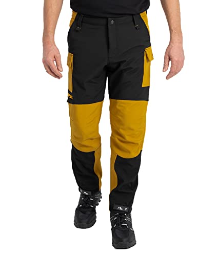 Rock Creek Herren Softshell Hose Cargohose Outdoorhose Wanderhose Herrenhose Wasserdicht Skihose Arbeitshose Winterhose Trekkinghose H-310 Maisgelb 2XL