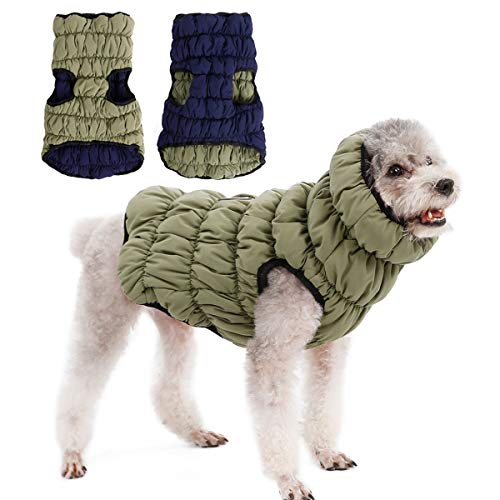 NashaFeiLi Haustierjacke, für den Winter, wendbar, warm, elastisch, haarfrei, Weste für kleine und mittelgroße Hunde