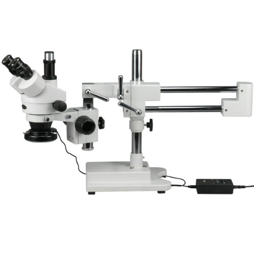 AmScope SM-4TZ-144 Trinokulares Stereomikroskop mit 144-LED-Ringlicht, 3.5X-90X, Weiß