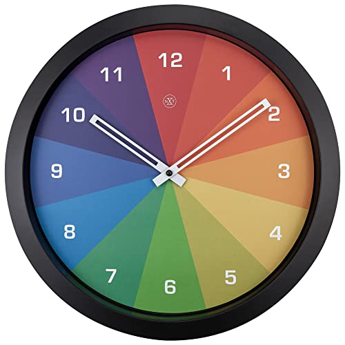Wall Clock 36 cm-Silent-Black/Multicolor-Plastic-nXt Joy