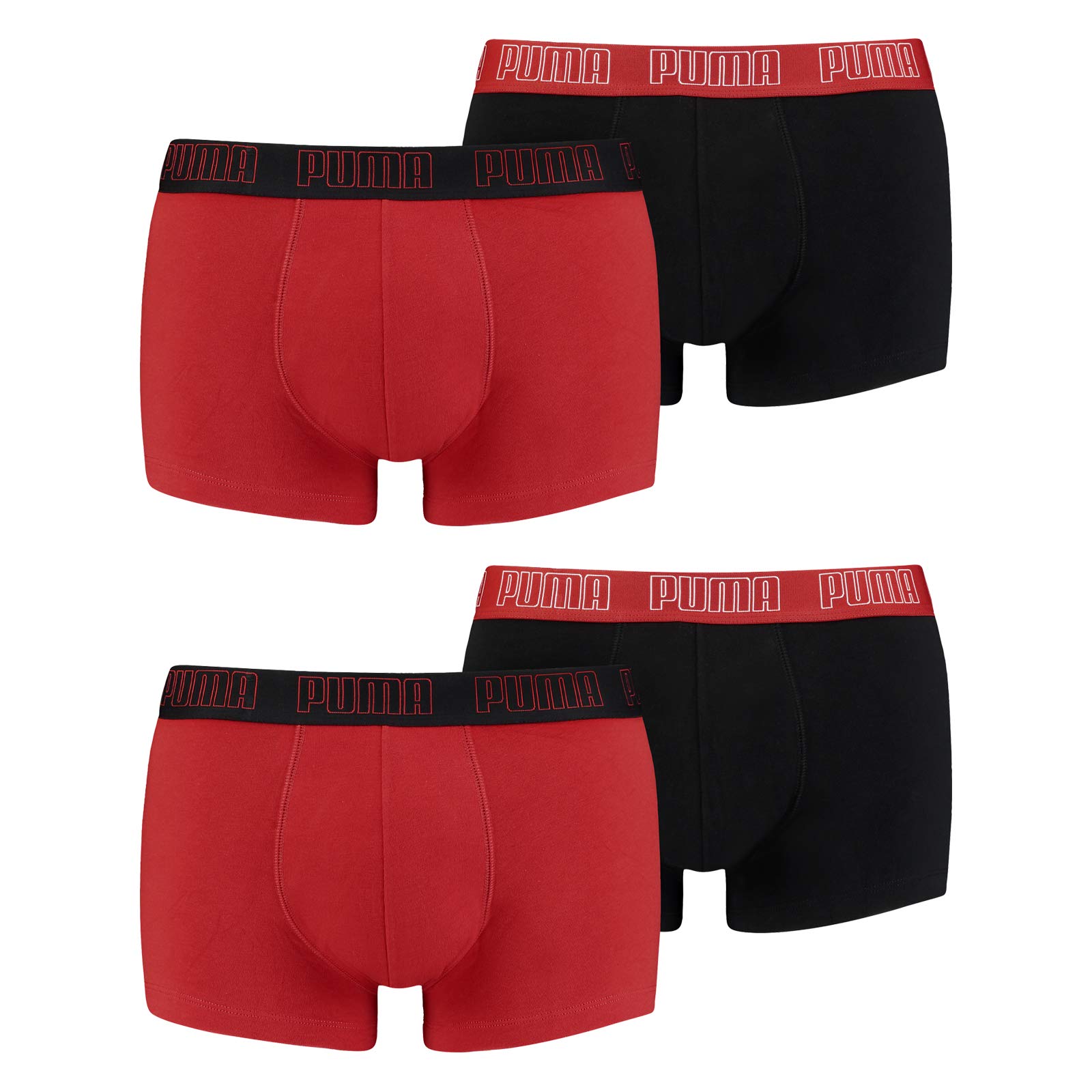 PUMA Herren Shortboxer Unterhosen Trunks 4er Pack, Wäschegröße:L, Artikel:-002 red/Black