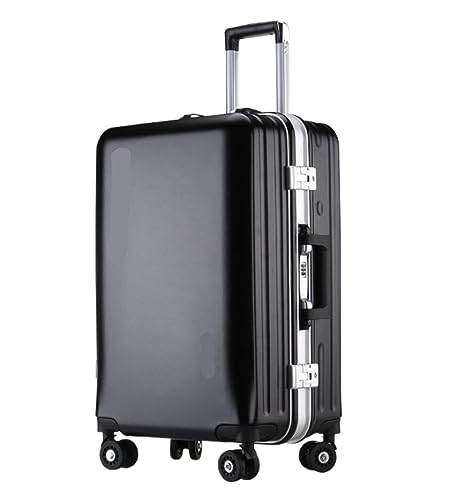 IRYZE Koffer Reisekoffer Koffer, Aluminiumrahmen, USB-wiederaufladbares Gepäck, Hartschalenkoffer Mit Rollen Trolley Boardcase (Color : Siyah, Size : 24inch)
