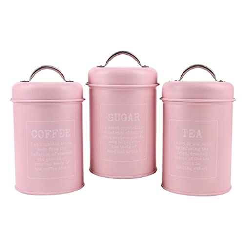 Baoblaze 3 Stück Pink Iron Canisters Dosen Küche Tee Snack Lagerbehälter Case Box