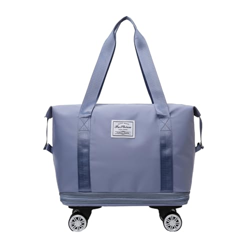 Porceosy Sporttasche mit großer Kapazität, Reisetasche, mit abnehmbaren Rädern, Trocken- und Nass-Trennung, wasserdichtes Oxford-Gewebe, Outdoor-Übernachtung, Workout-Gepäck, blau