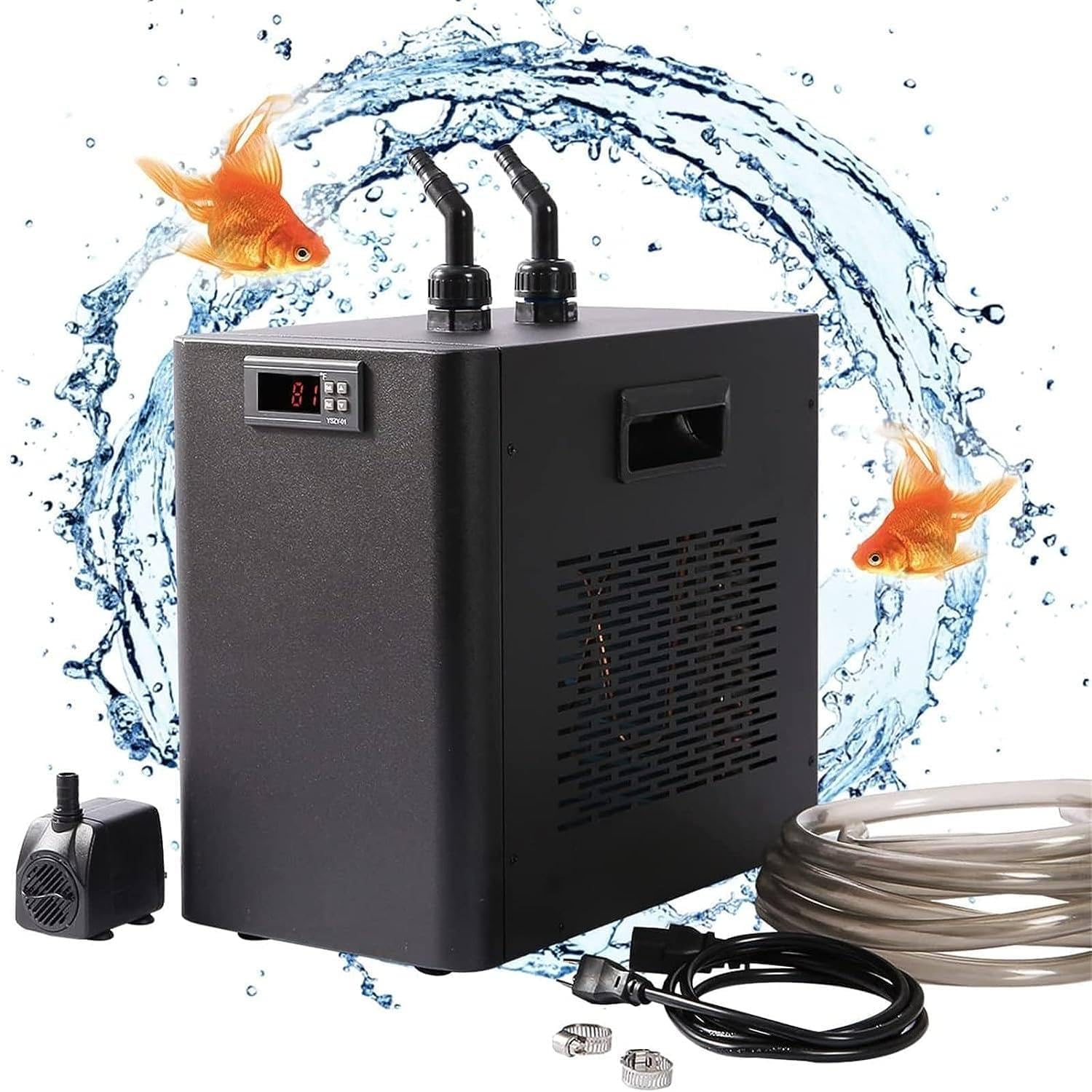 CHRISK Aquarium Wasserkühler, Wasserkühlkühlsystem, Fischtank Wasserkühler ruhiger Haushaltsaquariumkühlungsmaschine,300L
