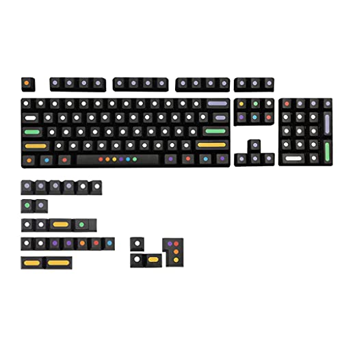 YUYAN Allover PBT 5 Seiten Dye Subbed Keycap 129Keys Black Dots Iso Keys Cherry Profile Keycap for MX Switches 61/87/104/108