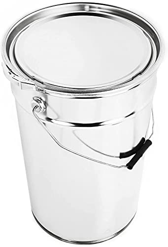 BenBow Weißblecheimer 4x 25 L mit Deckel und Spannring - luftdicht, undurchsichtig, leer, rund - Aufbewahrungsbehälter mit Metallhenkel