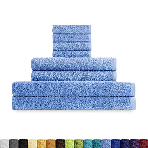Eiffel Textile Handtücher-Set, Frottee, 400 g, ägyptische Baumwolle, 100% Lavendel, 2 x Badezimmer, 4 x Waschbecken, 8 Stück