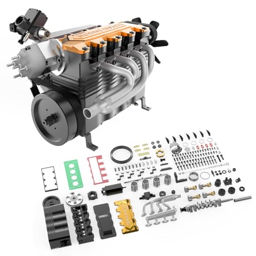 Vollmetall-Motor-Modellbausatz, der funktioniert, TOYAN FS-L400BGC 14CC DIY Montage L4 Viertakt-Vierzylinder-Inline-Motor-Modell, Kinder Erwachsene Spielzeug (Kit-Version)