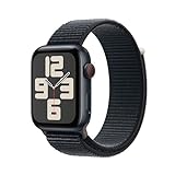 Apple Watch SE (2. Generation, 2023) (GPS + Cellular, 44 mm) Smartwatch mit Aluminiumgehäuse und Sport Loop Armband in Mitternacht. Fitness- und Schlaftracker, Herzfrequenzmesser, CO₂ neutral