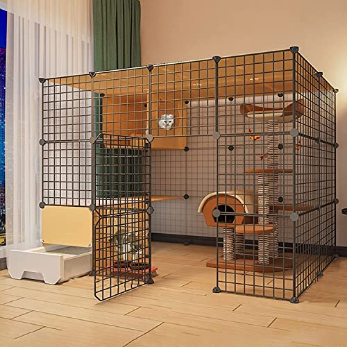 Katzenkäfig Käfig Kaninchen Laufstall mit Tür und Geschlossener Katzentoilette DIY Kleintier Laufstall Käfig ()