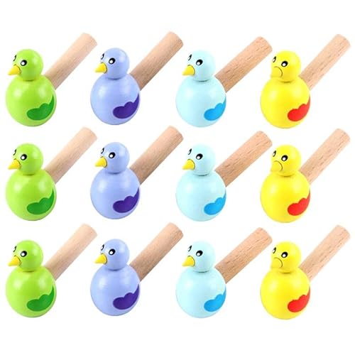 qingcheng 15 Stück Holz-Vogelpfeifen Cartoon-Pfeife Vogelform Spielzeug Kinderpfeife pädagogisch für Kinder Geschenk (Farbe: mehrfarbig)
