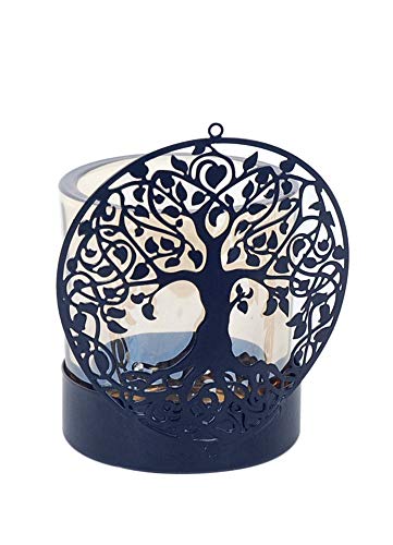 G&S Teelichthalter mit Lebensbaum, Metall und Glas, H 11 cm