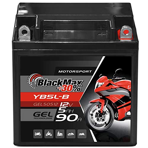BlackMax YB5L-B Motorradbatterie GEL 12V 5Ah 90A CB5L-B Batterie 50512 12N5.5-3B