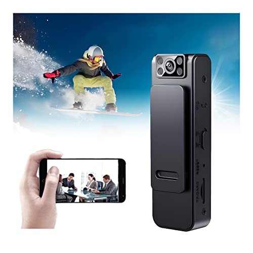 YiKAiLi Mini Körperkamera, HD 1080P Tragbarer Mini-Kamera mit Rauschreduktion, Überwachungskamera 180 Grad Drehbarem Objektiv Videorecorder Rückclip-Nachtsichtrekorder für Audio Video (WiFi-Version)