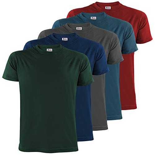 ALPIDEX Herren T-Shirts mit Rundhalsausschnitt einfarbig im 5er Set Größe S M L XL XXL 3XL 4XL - Earth, Größe 4XL