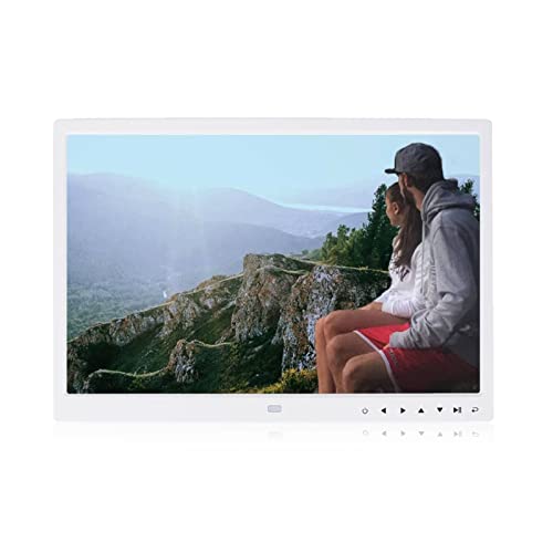Garsent Digitaler Bilderrahmen, 38,1 cm (15 Zoll), hohe Auflösung 1280 x 800, unterstützt Foto/Musik/HD-Video/Kalender/mehrsprachig, mit Fernbedienung (weiß)