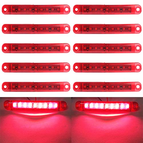LED Markierungsleuchten, 10pcs LED Truck Side Lights 9 SMD-LED-Seitenmarkierungsanzeige Vorne Hinten Seitenlicht Positionsleuchten 12V für Auto (rot)