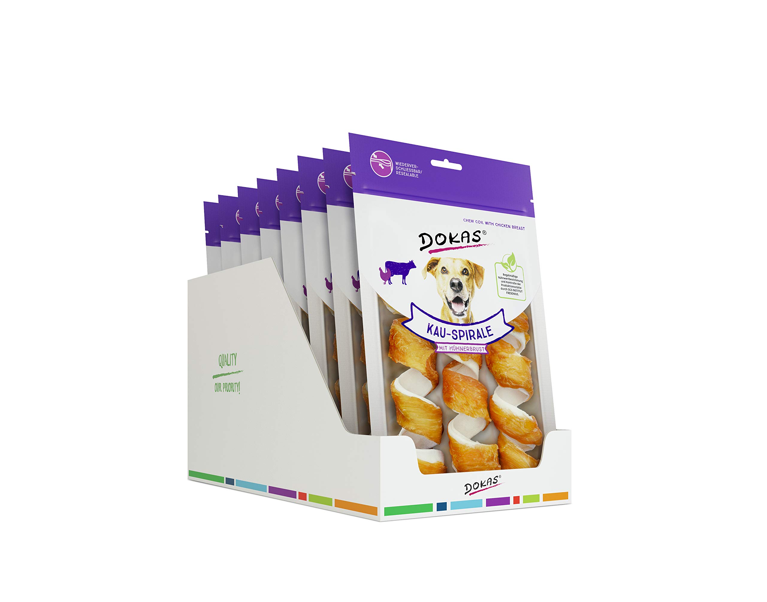 DOKAS Getreidefreier Premium Kausnack für Hunde – Ideal für zwischendurch 8 x 110 g