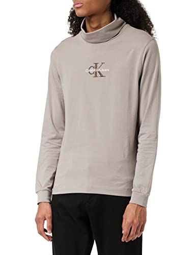 Calvin Klein Herren Monologo Rollkragen-T-Shirt L/S Strickoberteile, Perfect Taupe, XL