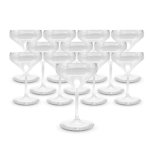 DOJA Barcelona | Kunststoff-Coupette Gläser | 40cl | Transparent | 12er Pack | Wiederverwendbare Hartplastik Coupé Gläser | transparentPolycarbonat Trinkgläser | Mehrweg Champagner Gläser