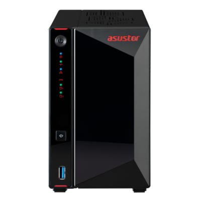 Asustor AS5402T Nimbustor 2 Gen2-2 Bay NAS Netzwerkspeicher Gehäuse, Quad-Core 2,0GHz CPU, 4xM.2 NVMe SSD Steckplätze, 2x2,5GbE Anschlüsse, 4GB DDR4 RAM, Gaming-Inspirierten NAS