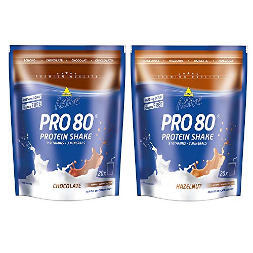Inko Active Pro 80 Proteinshake 2 Beutel (2 x 500g = 1kg) Haselnuss & Schokolade