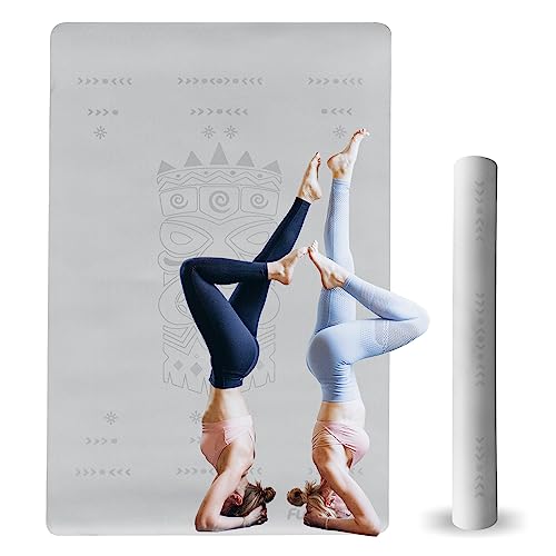 FunWater TPE Twin Yogamatte Extreme Anti-Rutsch-Griff Fitness & Übung Matte 6mm Anti-Rutsch Eco Friendly mit Travel Strap (grey)