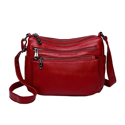 Frauen Retro Umhängetaschen Luxus-Handtasche aus weichem Leder Umhängetasche Messenger Bags (Color : Red, Size : 10 * 8 * 4inch)