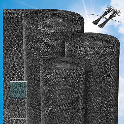 Sol Royal Schattiernetz 165 g/m² Schattiergewebe - Netz 1000x150cm Schattennetz Anthrazit Sonnenschutz HDPE inklusive Kabelbinder - Sichtschutz für Gewächshaus, Garten, Zaun und Balkon SG 80