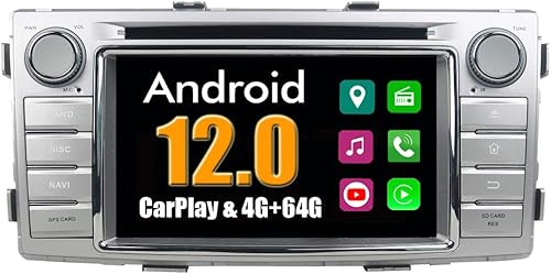 Roverone Quod Core Android System 6.2 Zoll Auto DVD Player für Toyota HILUX 2012 2013 2014 2015 mit Autoradio GPS Navigation Radio Stereo Bluetooth SD USB Spiegel Link Touch Bildschirm