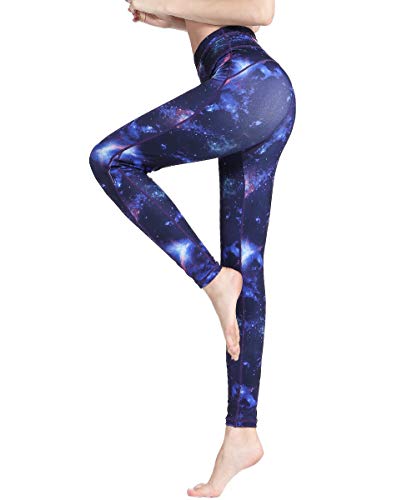 HAPYWER Yoga Leggings Damen High Waist Gym Sport Leggings Tummy Control Yoga Hosen Running Workout Kompressionsstrumpfhose Stretch Trainingshose mit Aufdruck