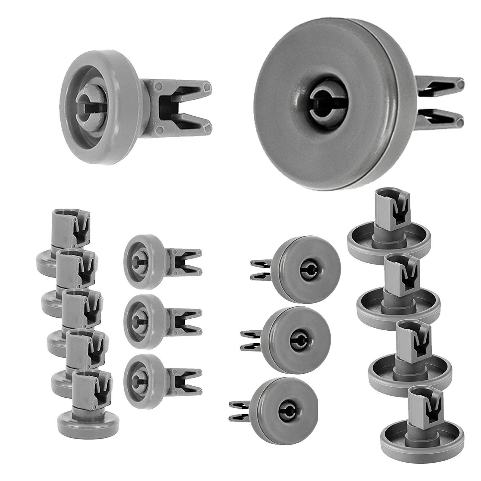 Spares2go Rollen für Whirlpool-Geschirrspüler, 40 mm unten + 25 mm obere Korb-Räder für Whirlpool-Geschirrspüler (16-8 große, 8 kleine)