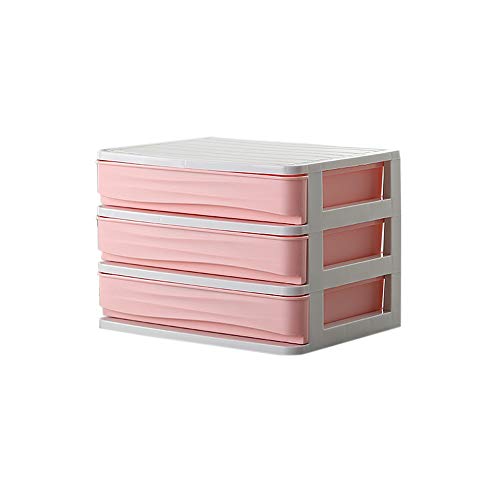zroven Doppeldecker-Desktop-Comestics-Aufbewahrungsfach mit Schubladenform Platzersparnis-Make-up-Organizer Pink S Drei-Schicht-Schubladenbox
