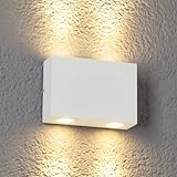 Lucande LED Wandleuchte außen 'Henor' (spritzwassergeschützt) (Modern) in Weiß aus Aluminium (4 flammig, A+, inkl. Leuchtmittel) - LED-Außenwandleuchten Wandlampe, Led Außenlampe, Outdoor Wandlampe