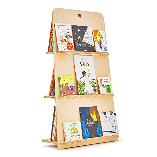 Bianconiglio Kids Bücherregal Montessori mit Hide&Show System aus Birke erster Wahl (ohne zusätzliche Farben).