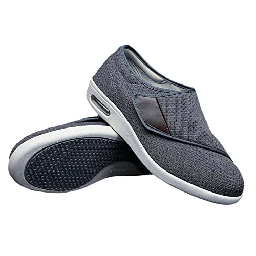 FDGDFG Diabetische Schuhe Extra Breit Ödem Hausschuhe Diabetikerschuhe mit Verstellbare Klettverschluss, dark gray-EU40/250mm