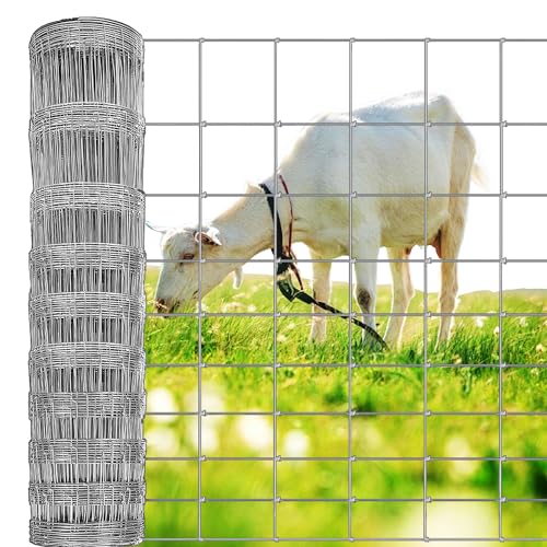 Amagabeli Garden Home 50m L8/100/15 Wire Stock Fencing Hot Dipped Galvanized Netting 2mm Wire Diameter Garden Farm Paddock Boundary Fence Livestock Fence for Pig Sheep Deer Cow Horse HC07
