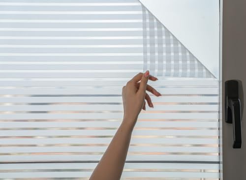 MARAPON®️ Fensterfolie Streifen statisch haftend [90x200 cm] inkl. eBook mit Profitipps - Fensterfolie blickdicht selbstklebend - Fensterfolie Sichtschutz - Fensterfolie Sonnenschutz