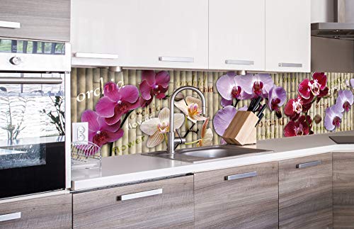 DIMEX LINE Küchenrückwand Folie selbstklebend Orchidee 260 x 60 cm | Klebefolie - Dekofolie - Spritzschutz für Küche | Premium QUALITÄT