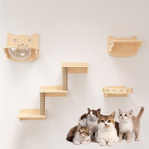 Kletterwand Katzen, Kratzbaum Wand, Katzenwand, Katzen-Wandregale, Platzsparend, zum Klettern, Schlafen, Spielen (Size : B3-8PCS)