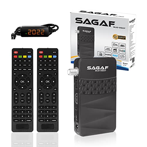 LEYF & Sagaf SUD-0507 Mini Sat Receiver - DVB-S2 - Satelliten Receiver - Full HD 1080p Digital Receiver (HDTV, Scart, USB) Astra Hotbird Türksat - 2X Fernbedienung, SUD-0507 + 2X Fernbedienung