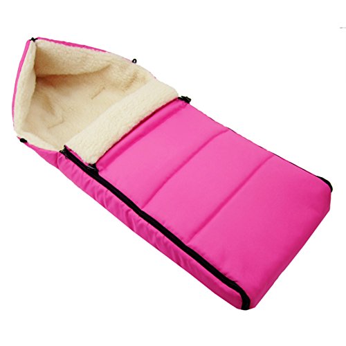 BAMBINIWELT universaler Winterfußsack (108cm), auch geeignet für Babyschale, Kinderwagen, Buggy, aus Wolle UNI liniert (pink)