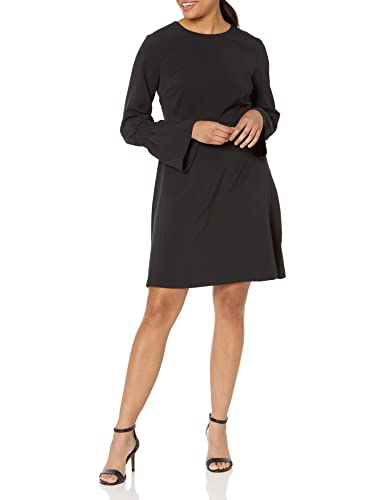 Lark & Ro Stretch Twill Gathered Sleeve dresses, schwarz, US 10 (EU M - L)