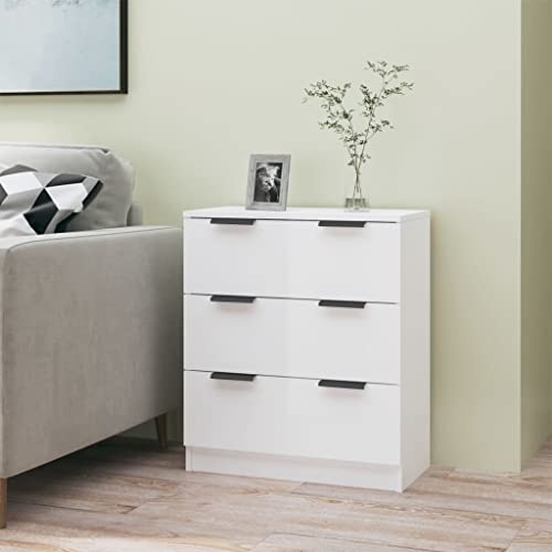 lvssiao Sideboard Wohnzimmer, Kommode Schlafzimmer, Sideboard Hochglanz-Weiß 60x30x70 cm Holzwerkstoff Schrank für Schlafzimmer, Wohnzimmer, Bad