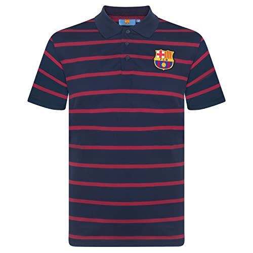 FC Barcelona - Herren Polo-Shirt mit Streifen - Offizielles Merchandise - Geschenk für Fußballfans - Dunkelblau - M