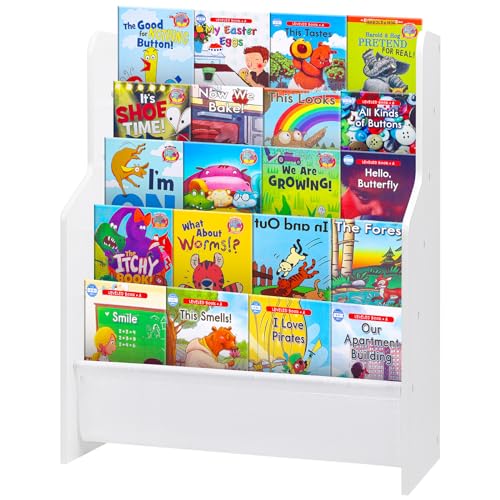 Yorbay Kinder Bücherregal mit 5 Ablage, Kinderregal für Kinderzimmer, zum Aufbewahren von Kinderbüchern, Mehrzweck Organizer für Kinderzimmer, Kindermöbel für kleines Kind
